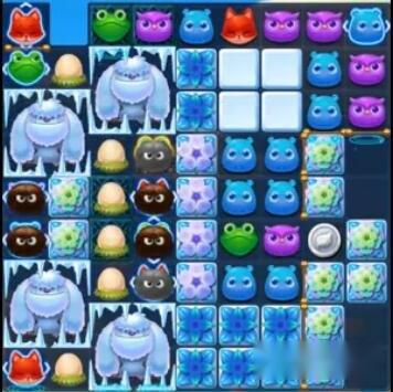 开心消消乐隐形关卡77关最烦毛毛怪与最强雪人