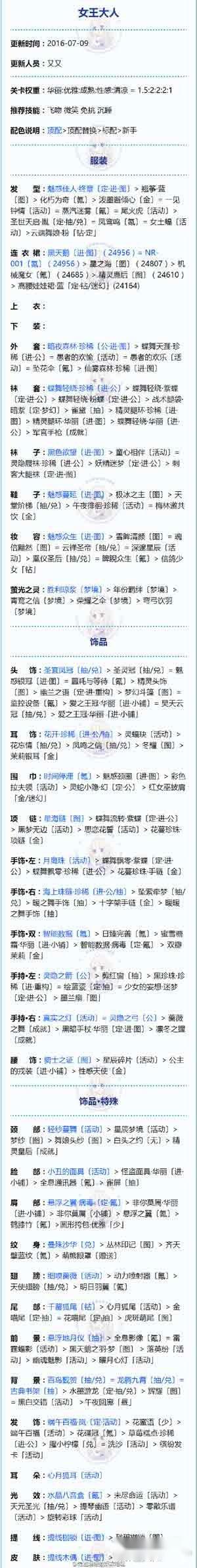 奇迹暖暖女王大人竞技场最新方案