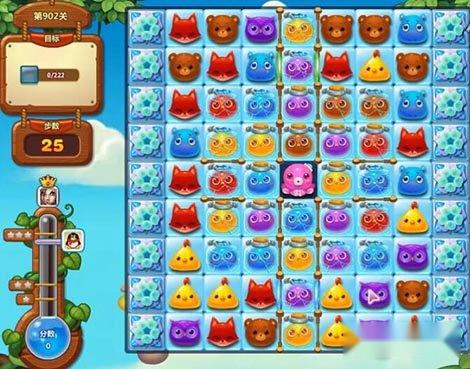 开心消消乐902关满屏冰块最佳消除图解
