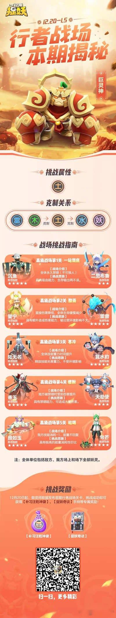 一起来捉妖行者战场挑战指南 攻关妖灵介绍